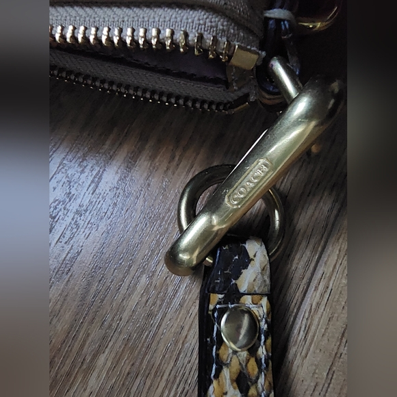 Coach K1176 18650 Signature Madison Satin Satchel Shoulder Hand Bag Python Brass - Picture 4 of 8